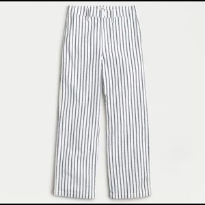 J Crew Slim Wide Leg Cropped Jeans in Navy and White Stripe, Size 25